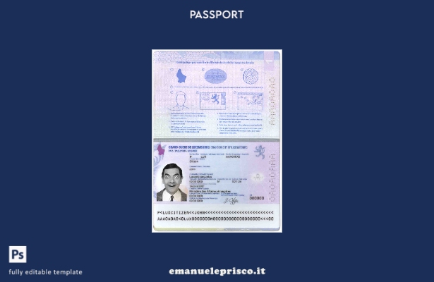 Modello di passaporto lussemburghese in stile verificato